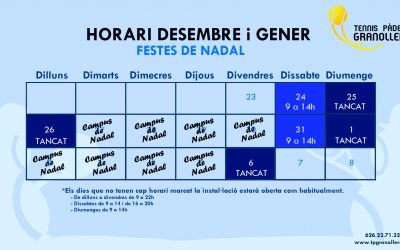 Horario fiestas de Navidad